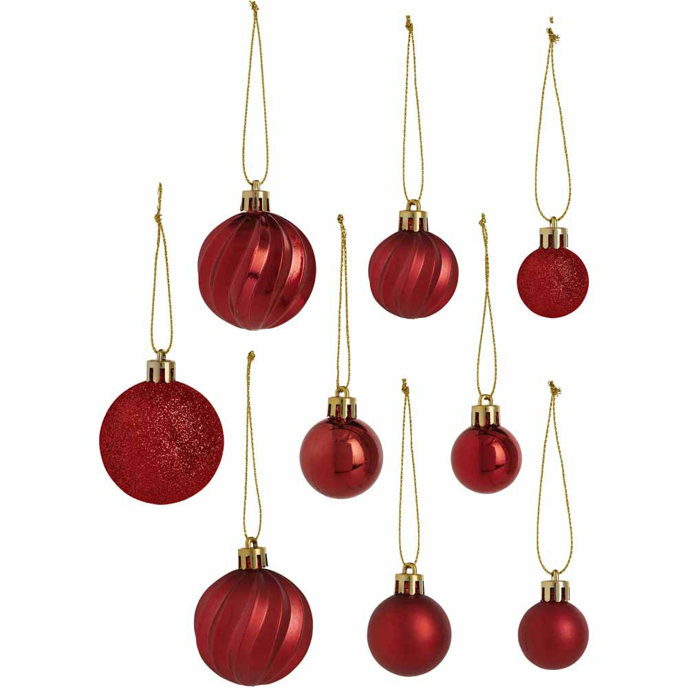 Wilko Cosy Red Baubles Large 38 pack Image 2