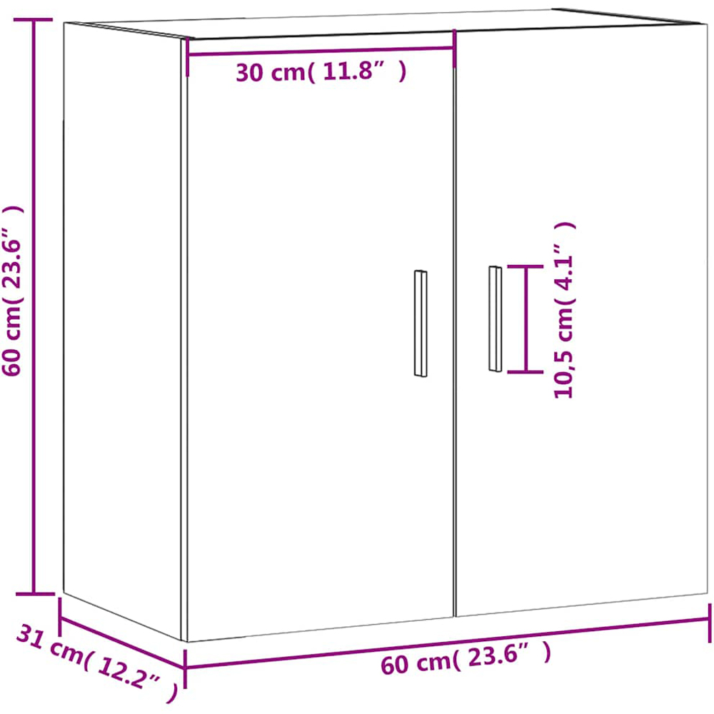 vidaXL 2 Door Grey Sonoma Oak Wall Cabinet Image 6