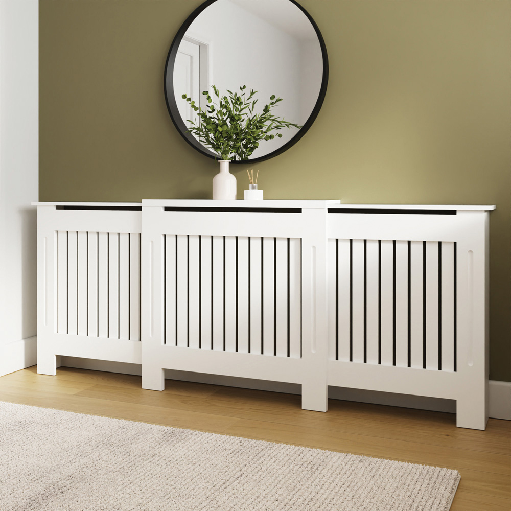 GFW Harrison White Open Slat Adjustable Radiator Cover Image 8