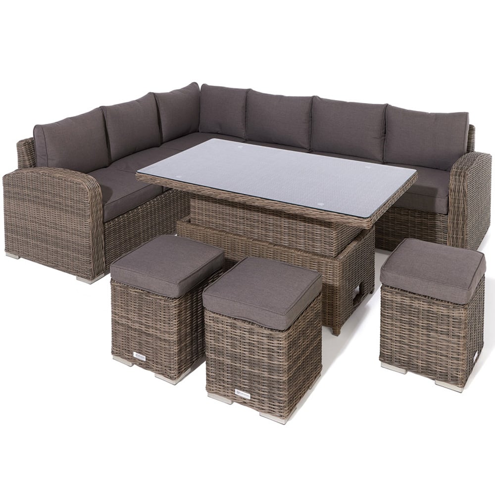 Rowlinson Thornbury 9 Seater Rattan Weave Corner Adjustable Sofa Dining Set Natural Image 2