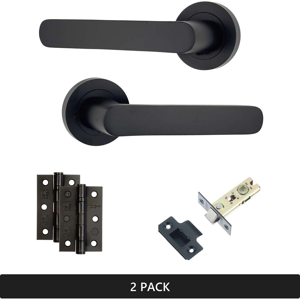 AXS Hardware Harlem Black Latch Door Handles on Rose 2 Pack Image 7
