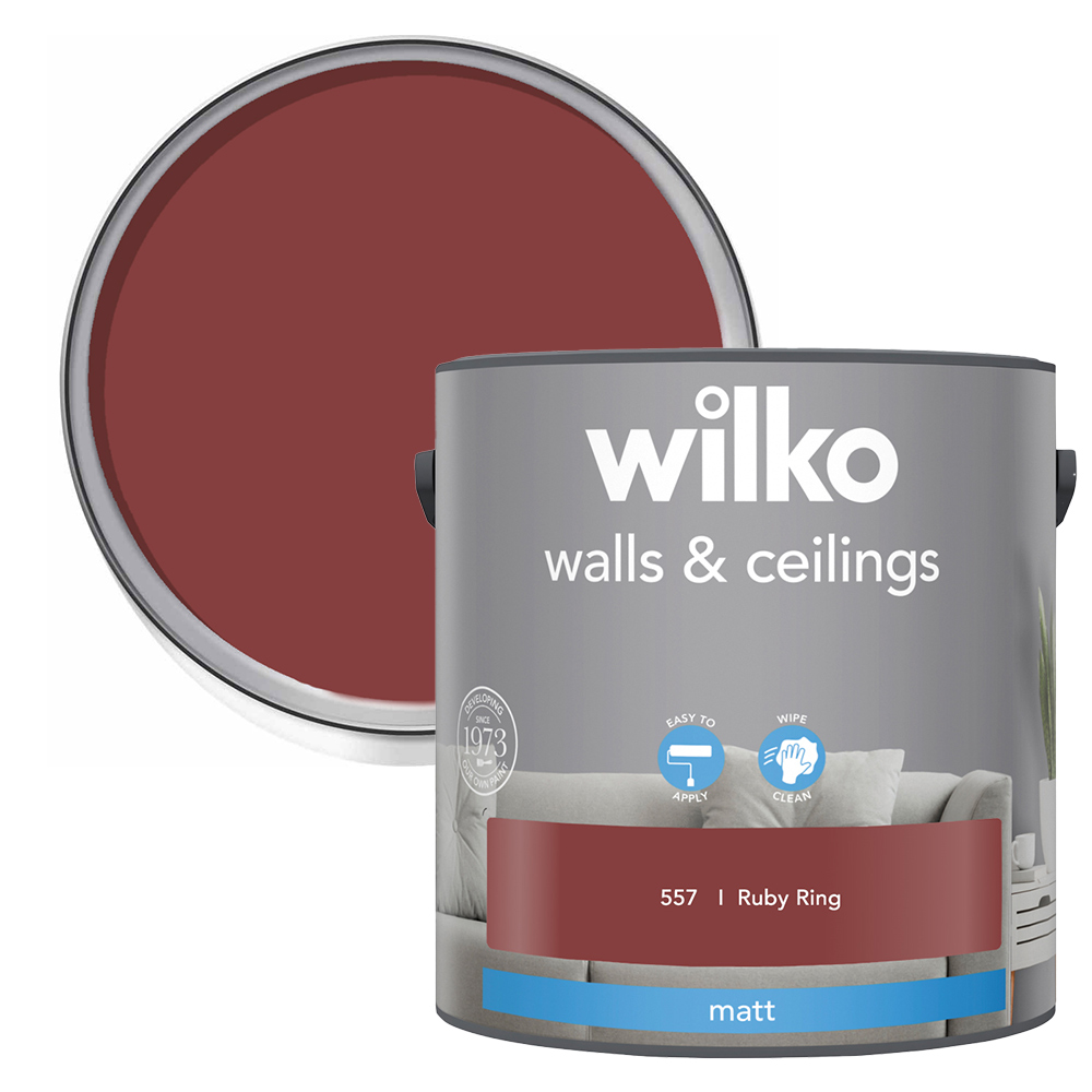 Wilko Walls & Ceilings Ruby Ring Matt Emulsion Paint 2.5L Image 1