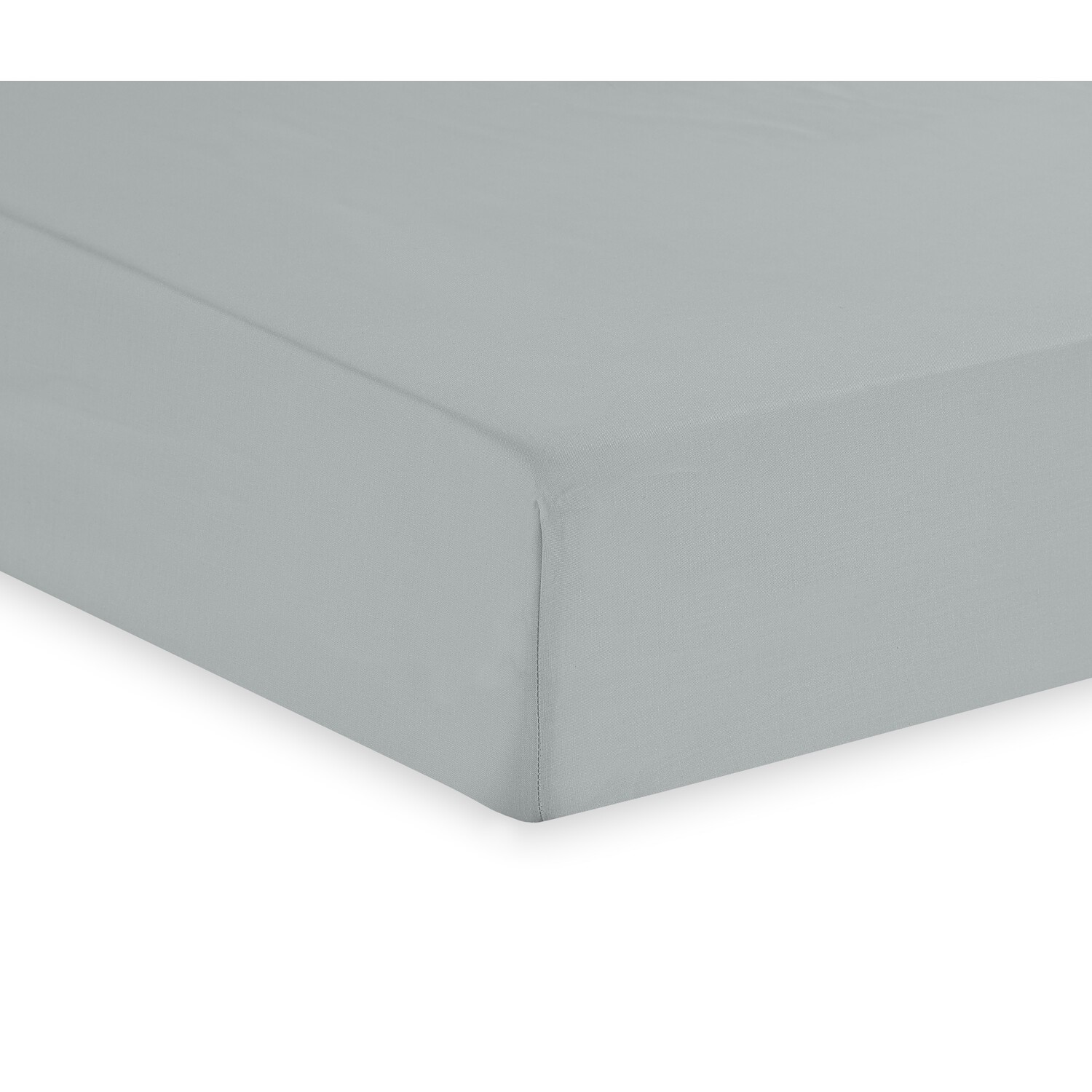 180Tc Cotton Fitted Sheet  - Silver / Superking Image