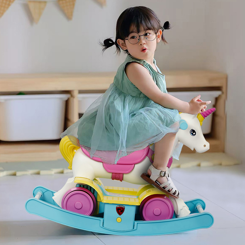 Winfun 2-in-1 Toddler Rainbow Ride-On Unicorn Train and Rocker Image 9
