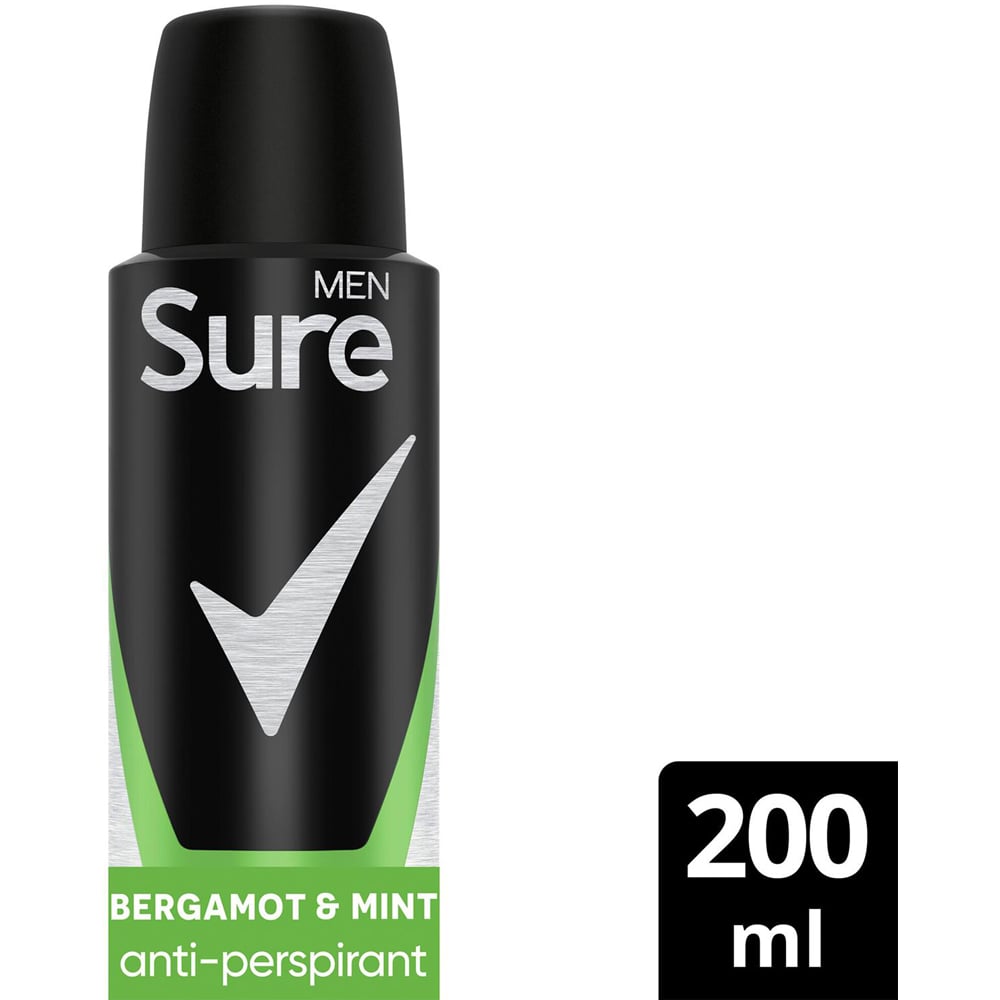 Sure Men 48H Protection Anti-Perspirant Bergamot and Mint Deodorant 200ml 24 Pack Image 3