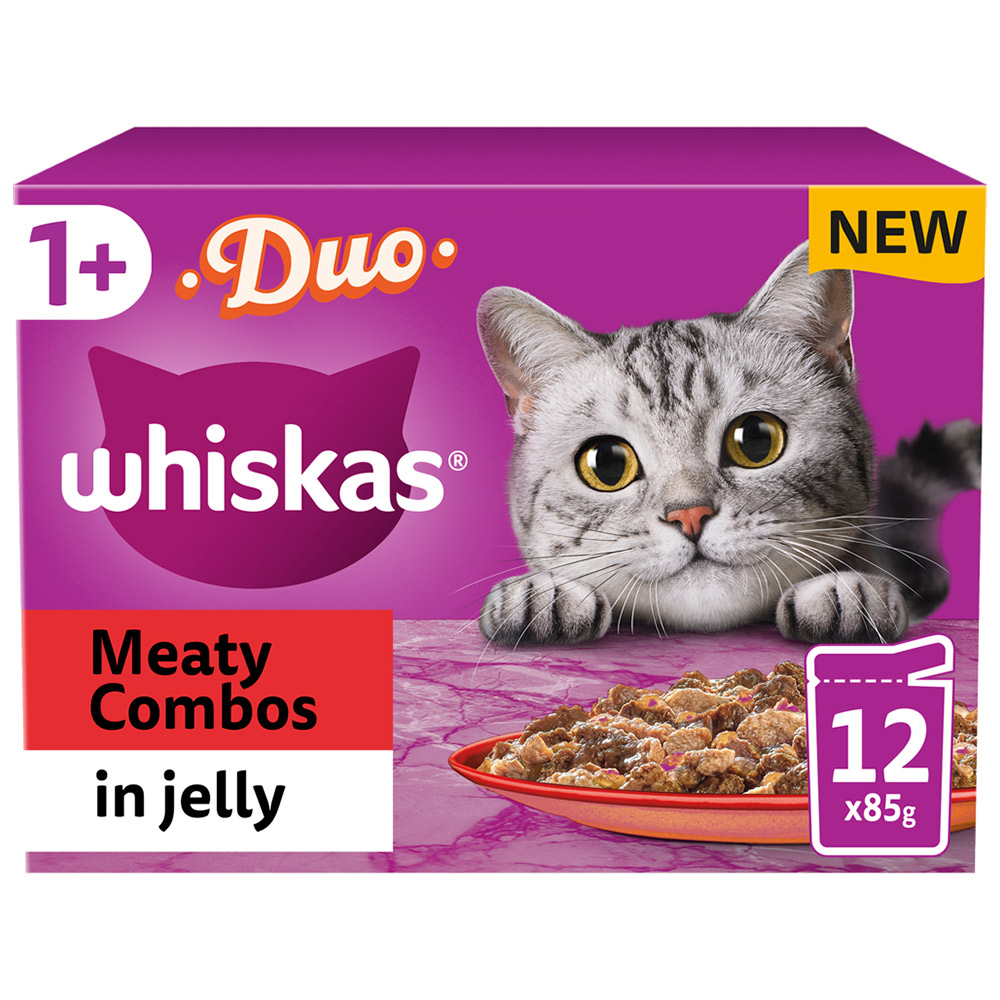 Whiskas Adult Cat Wet Food Pouches Meaty Combo in Jelly 12 x 85g Image 1