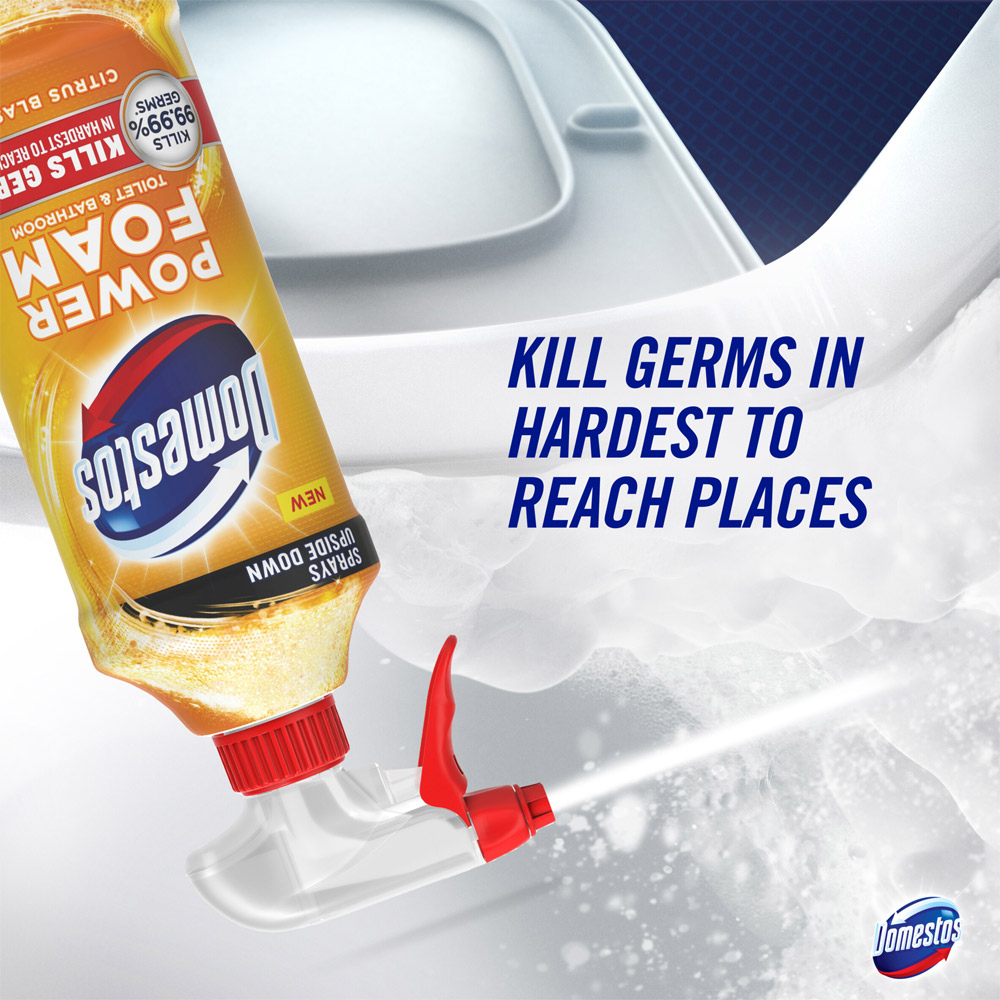 Domestos Power Foam Citrus Blast Toilet and Bathroom Cleaner 450ml Wilko