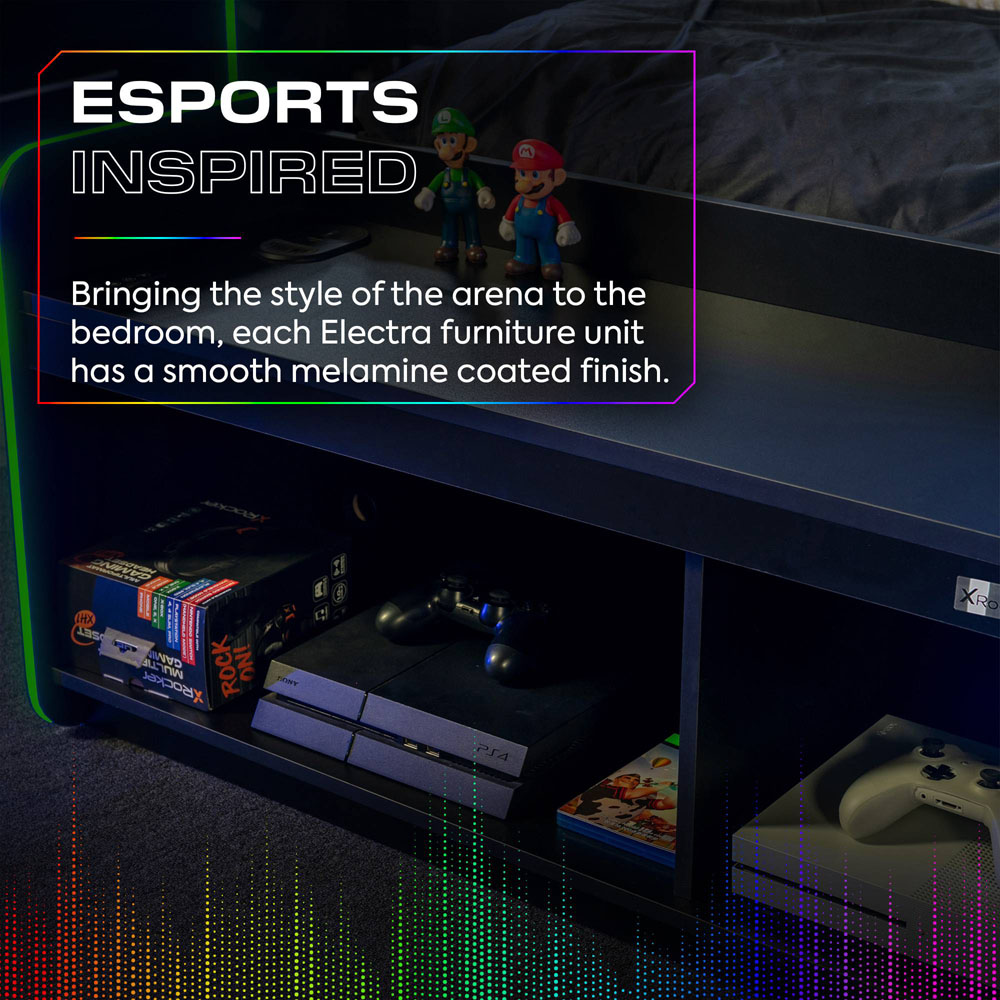 X Rocker Electra 2 Shelf Black TV Media Unit with App Controlled LED Lights Image 5