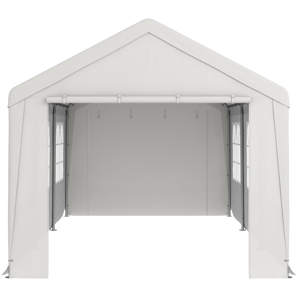 Living and Home Outdoor Canopy Steel Carport with Removable Door 9.8x 19.5ft Image 3