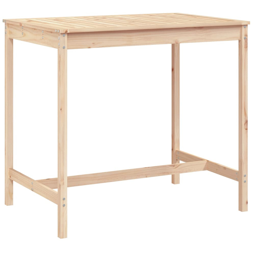 vidaXL 4 Seater Solid Pine Wood Slatted Garden Dining Table Natural Image 2