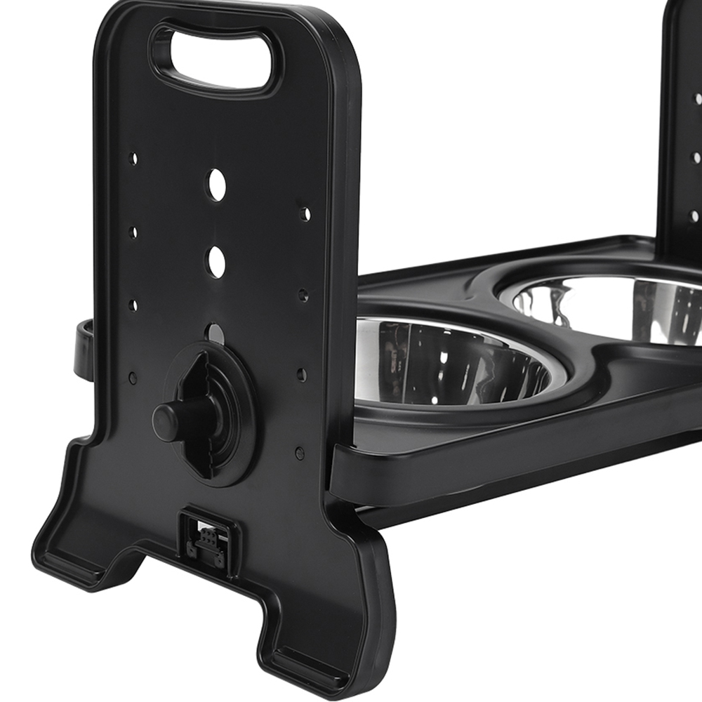 H&O Direct Stainless Steel 4 Level Height Adjustable Double Bowl Pet Feeder Image 4
