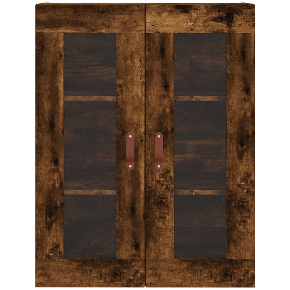 vidaXL 2 Glass Door Brown Smoked Oak Wall Mounted Cabinet Image 4