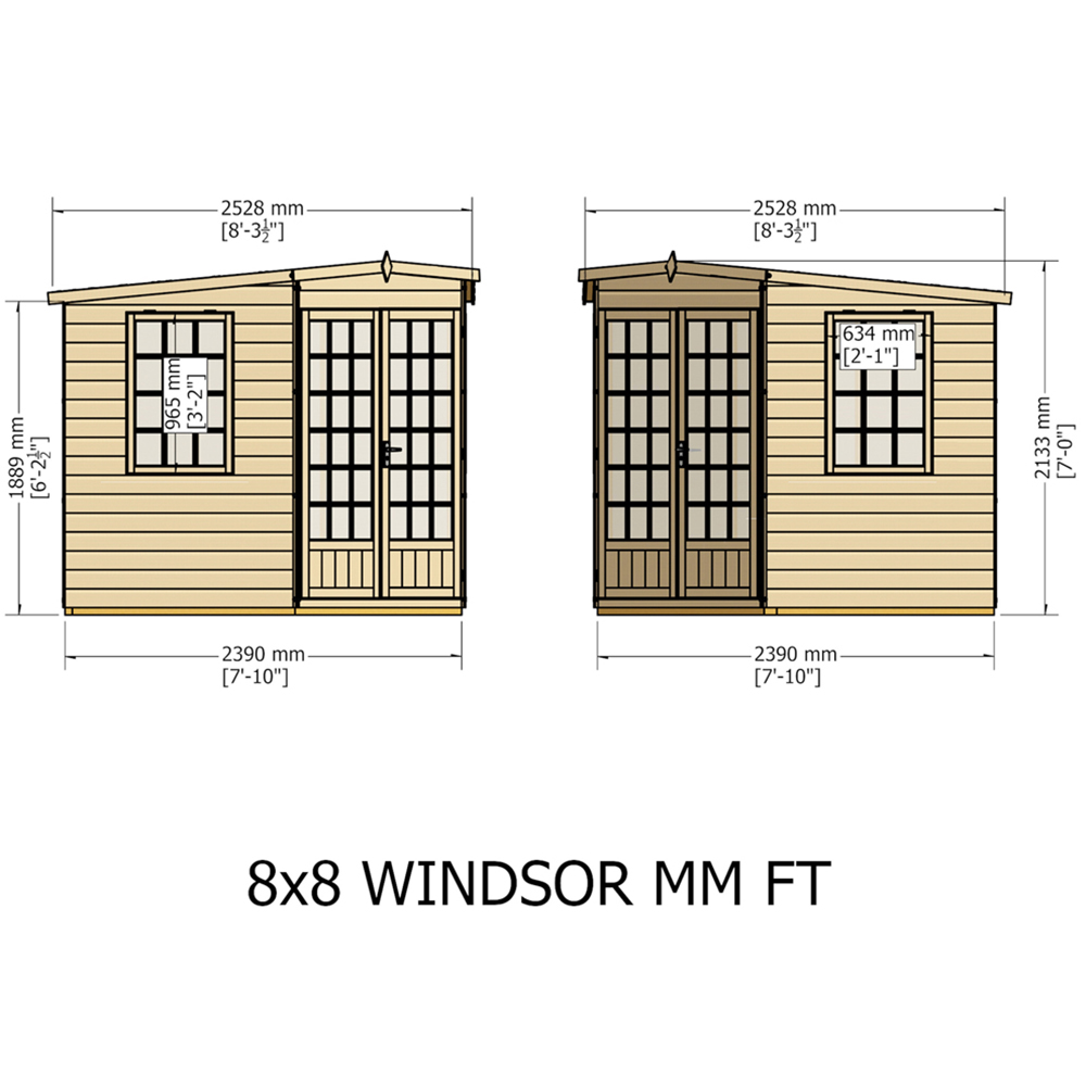 Shire Windsor 8 x 8ft Double Door Shiplap Pent Summerhouse Image 9