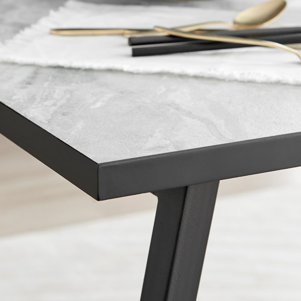 Furniturebox Copeland 2 Seater Dining Table White Marble Effect and Black Image 3