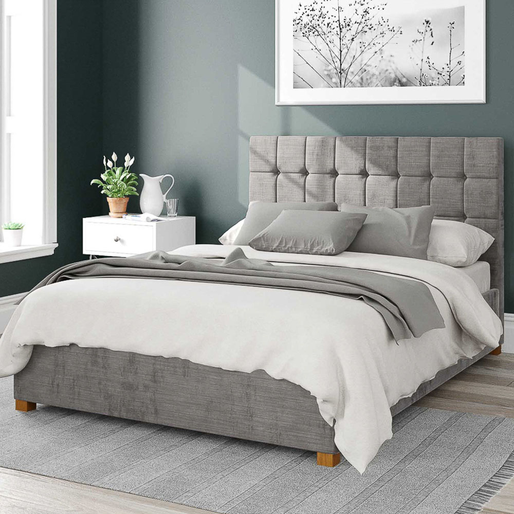Aspire Sinatra Single Silver Firenze Velour Ottoman Bed Image 1