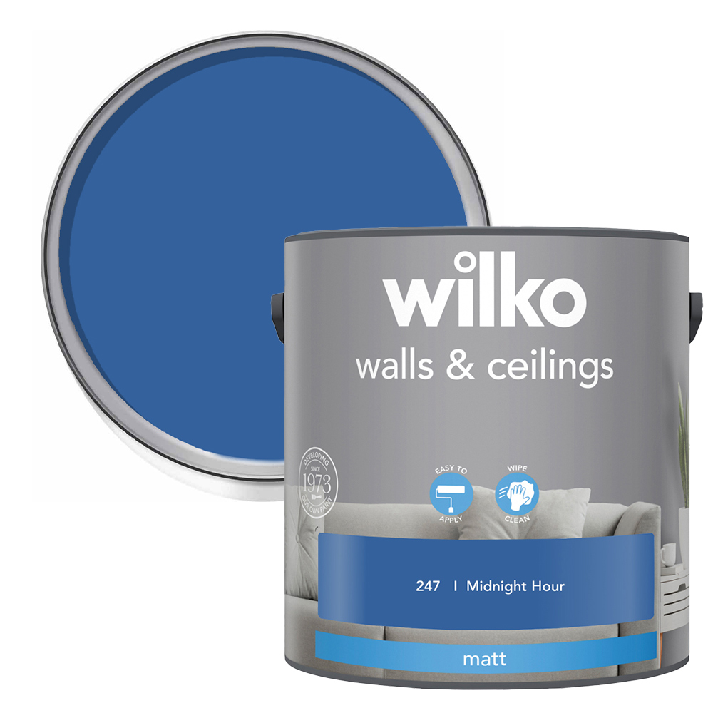Wilko Walls & Ceilings Midnight Hour Matt Emulsion Paint 2.5L Image 1