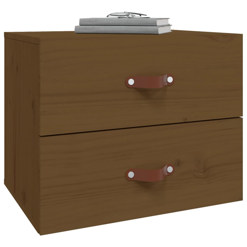 vidaXL 2 Drawer Honey Brown Wall Mounted Bedside Cabinet Image 4