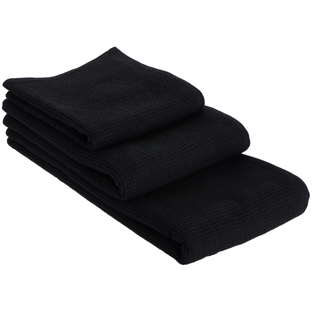 Wilko Waffle Bath Towel Black Wilko