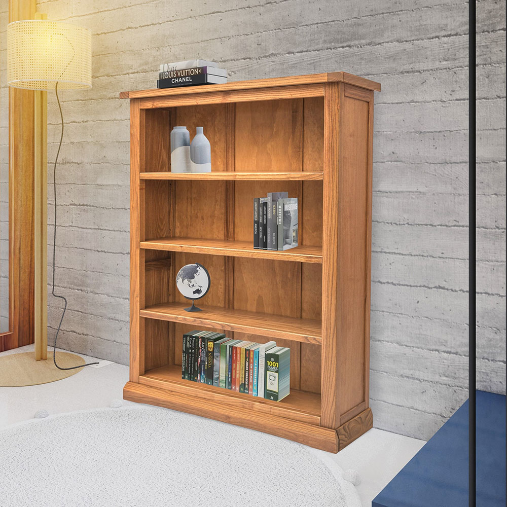 Salerno 4 Shelf Light Wood Wide Bookcase Image 7