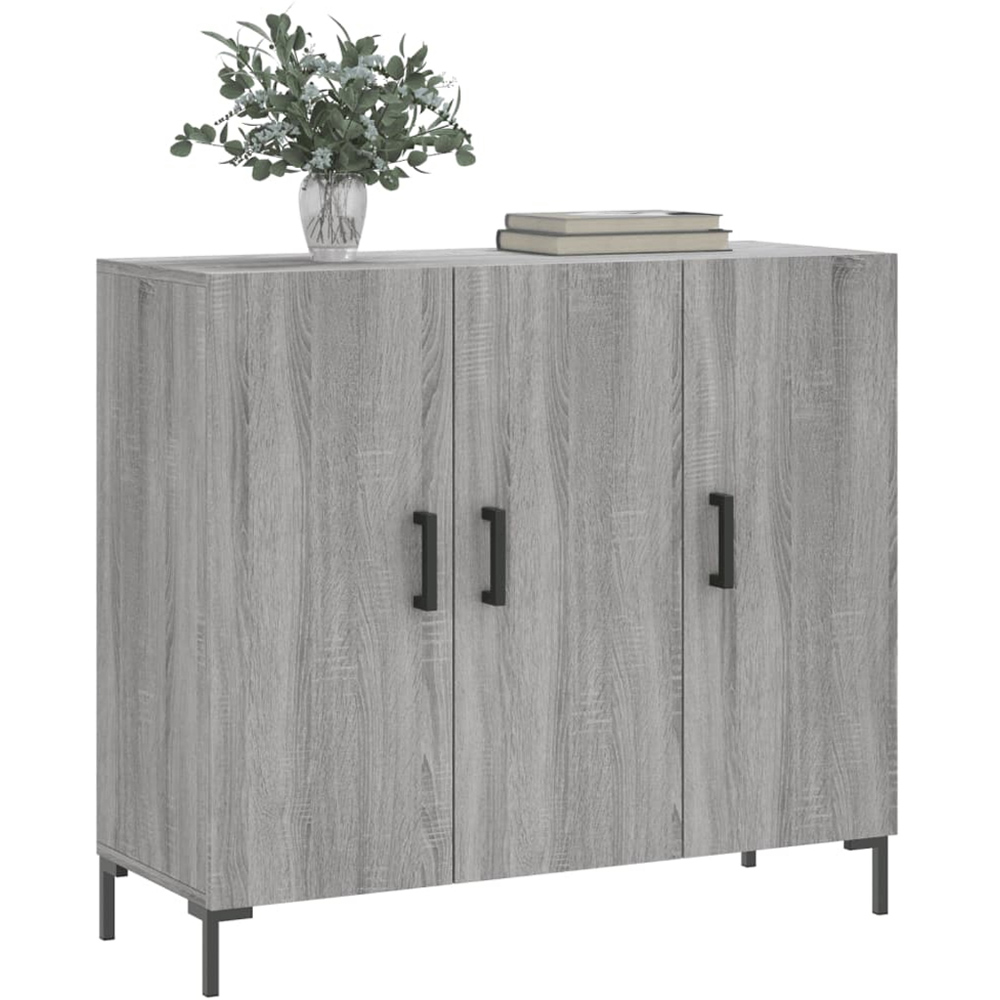 vidaXL 3 Door Grey Sonoma Wooden Sideboard Image 3