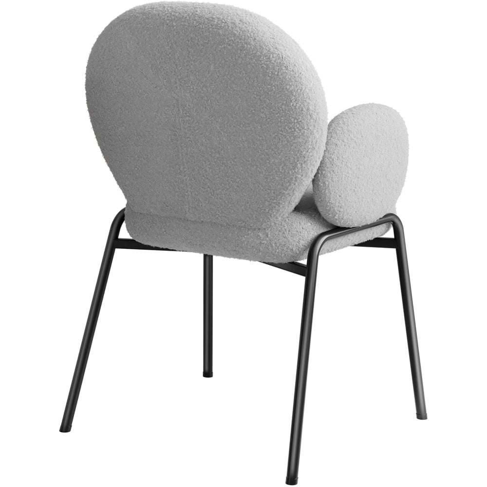 tectake Set of 2 Light Grey Boucle Padded Dining Chair Image 5