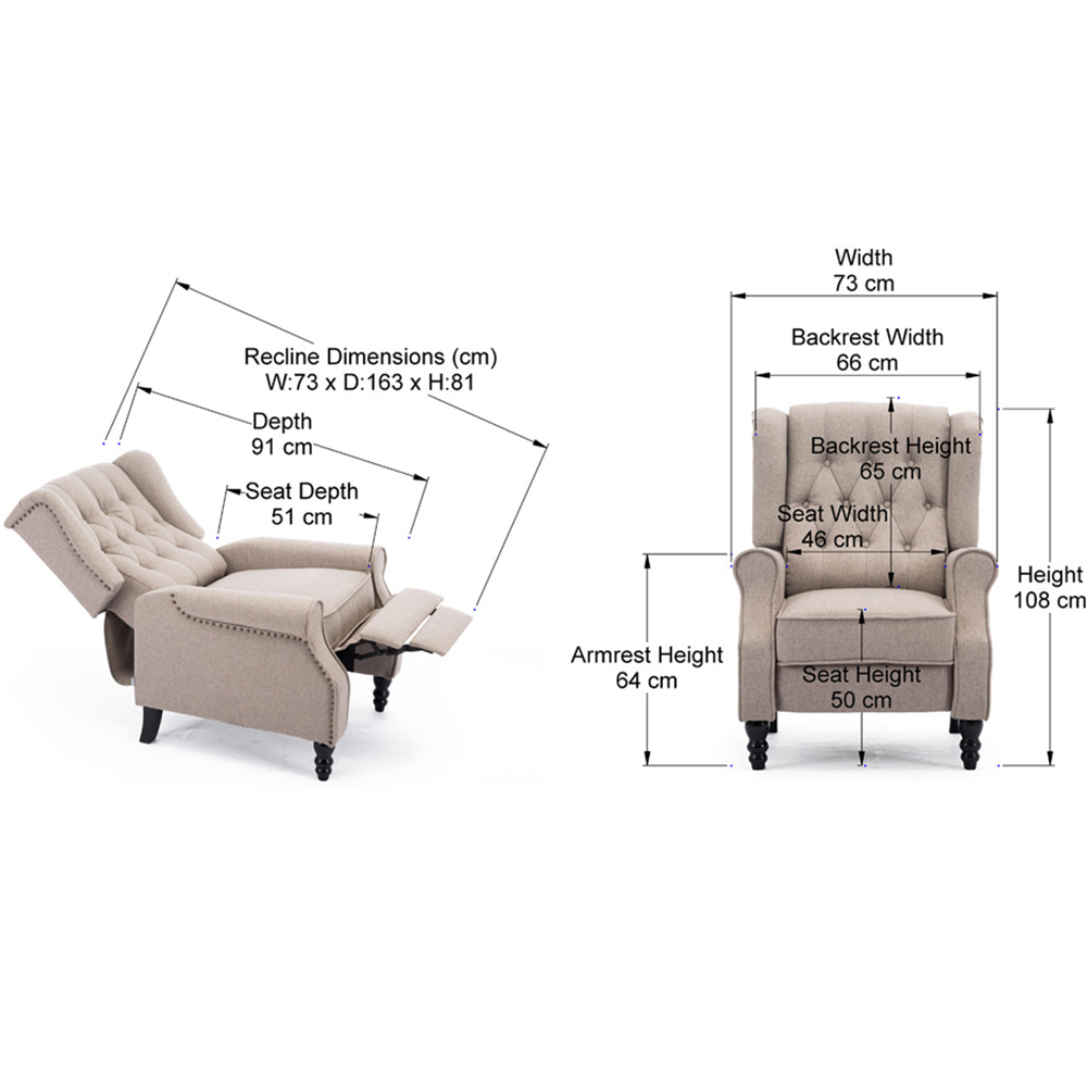 Furniture Online Althorpe Pumice Wing Back Leather Recliner Chair Image 9