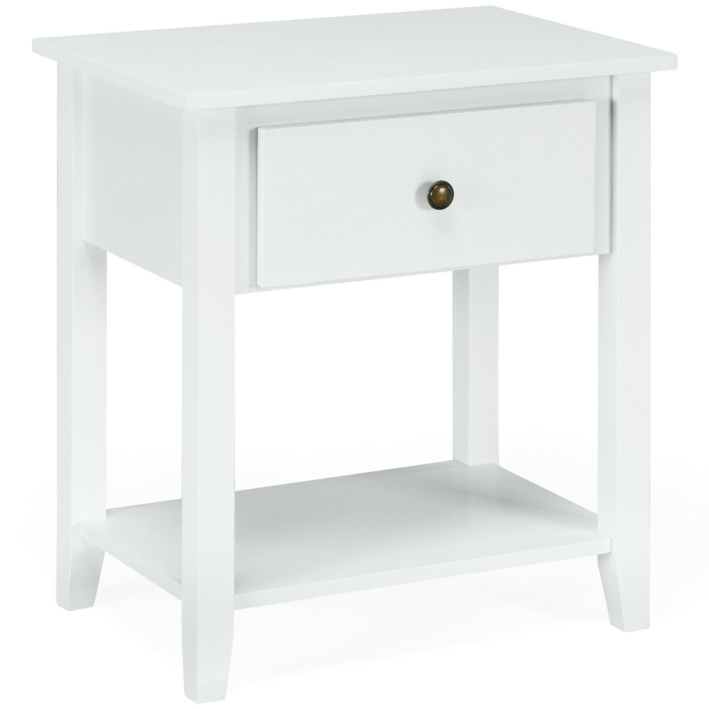 Costway Single Drawer Single Shelf White Accent Table Image 2