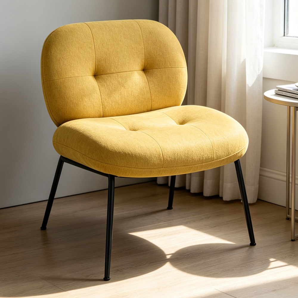 Living and Home Yellow Soft Fabric Lounge Chair Image 1