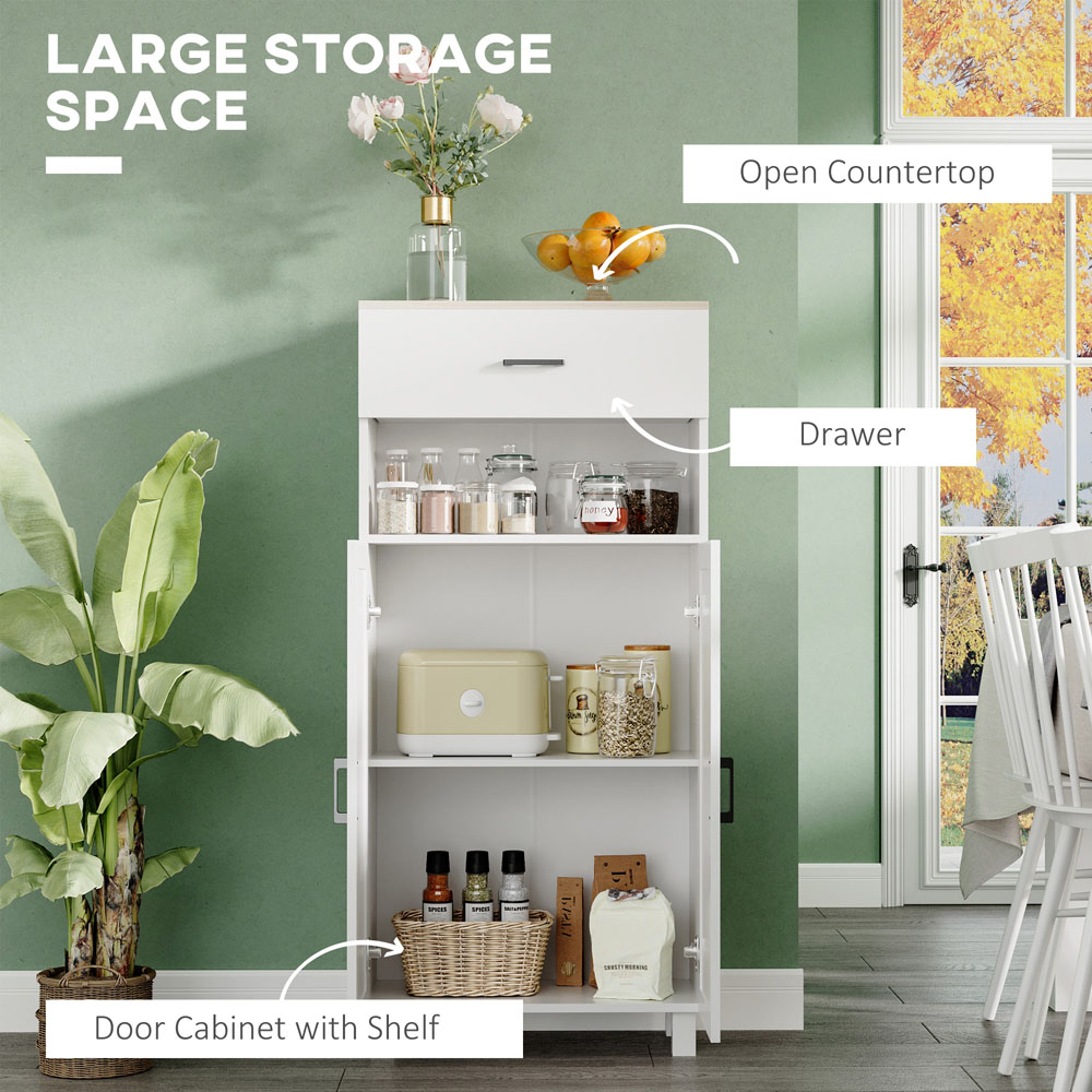 Portland 2 Door Single Drawer White Nordic Kitchen Storage Cabinet Image 5