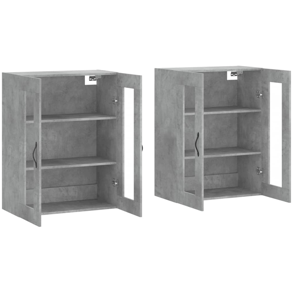 vidaXL 2 Glass Door Concrete Grey Wall Mounted Cabinet Set of 2 Image 4