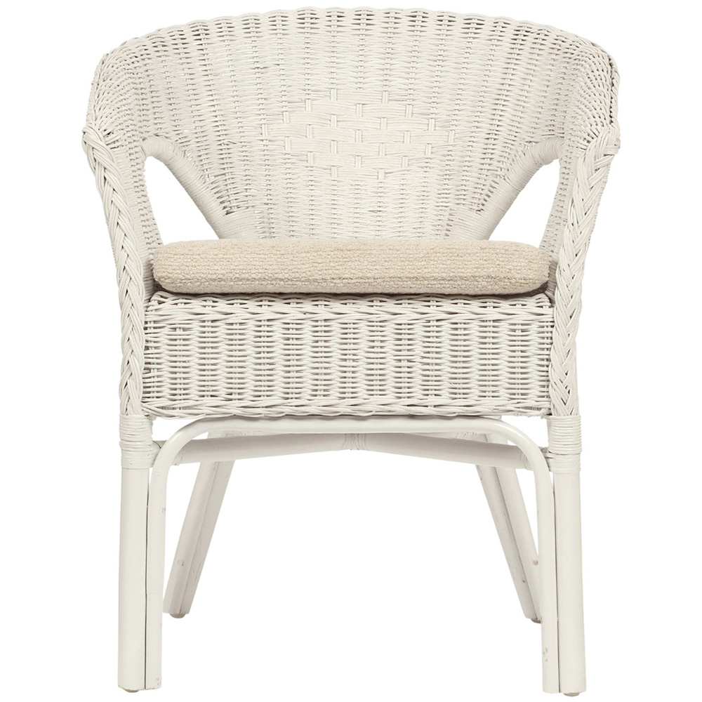 Desser Furniture White Wicker Adult Size Loom Chair with Cushion Image 3