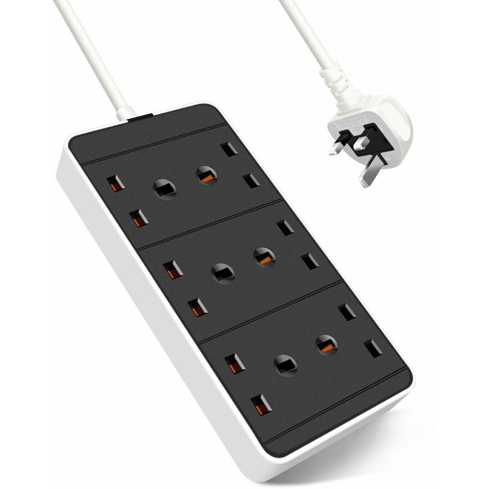 ExtraStar 13A 5m 6 Socket Black Extension Lead Image 1