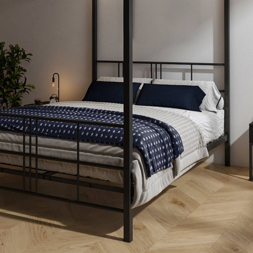 XR Living Fern Double Black 4 Poster Bed with White Soft Glow LED Light Image 2