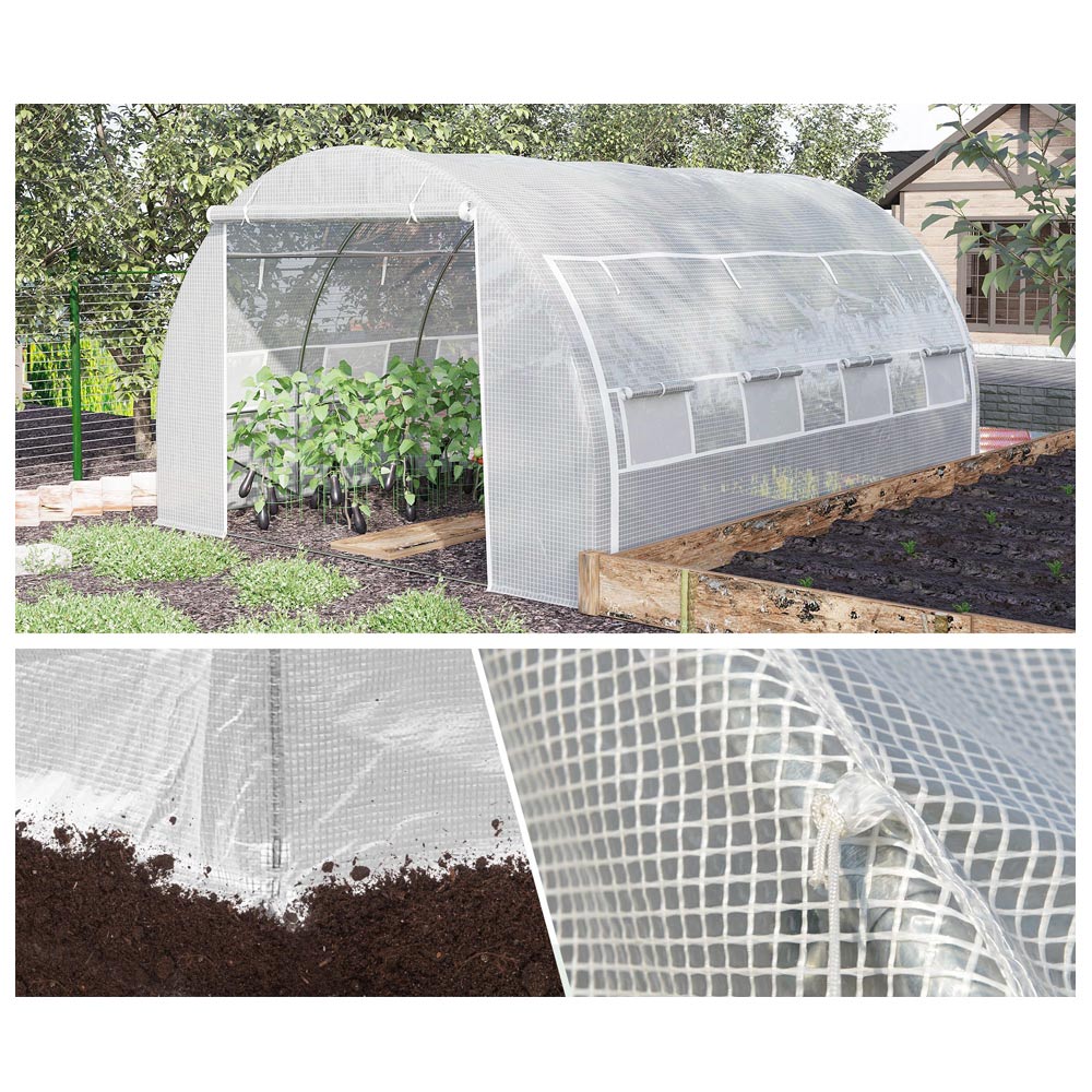 Outsunny White 10 x 13ft Polytunnel Greenhouse Image 7