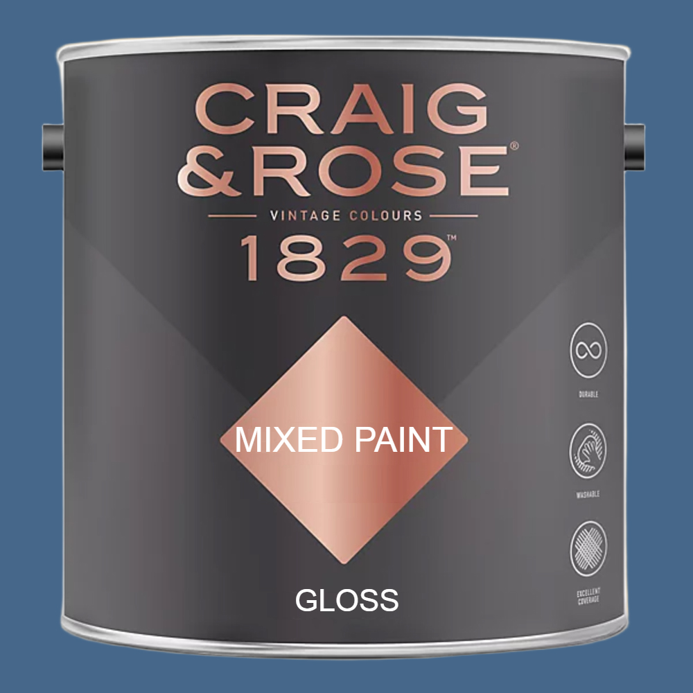 Craig & Rose 1829 Vintage Walls Wood and Metal Flaunders Blue Gloss Mixed Paint 2.5L Image 2