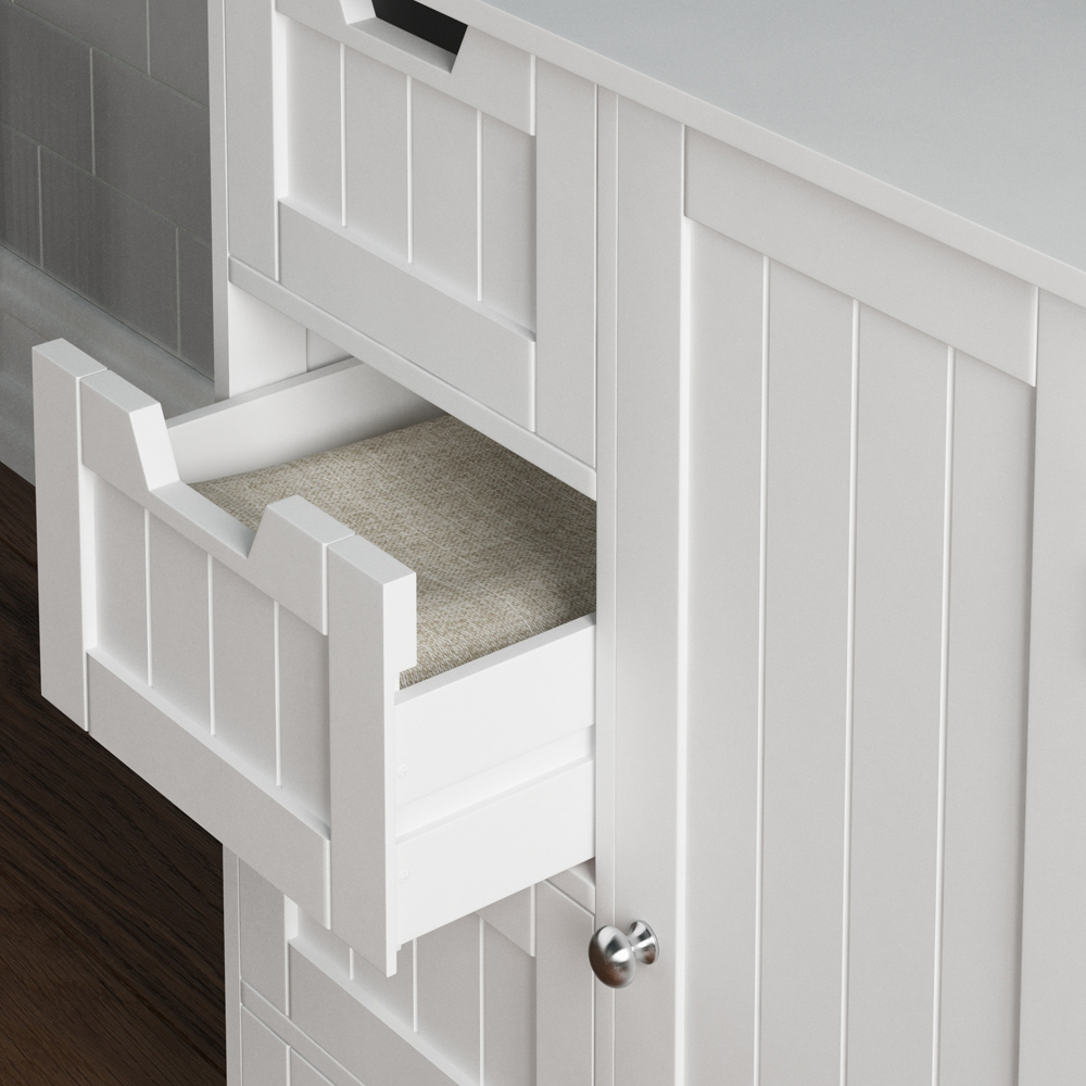 Lassic Bath Vida Priano White 4 Drawer Single Door Floor Cabinet Image 6