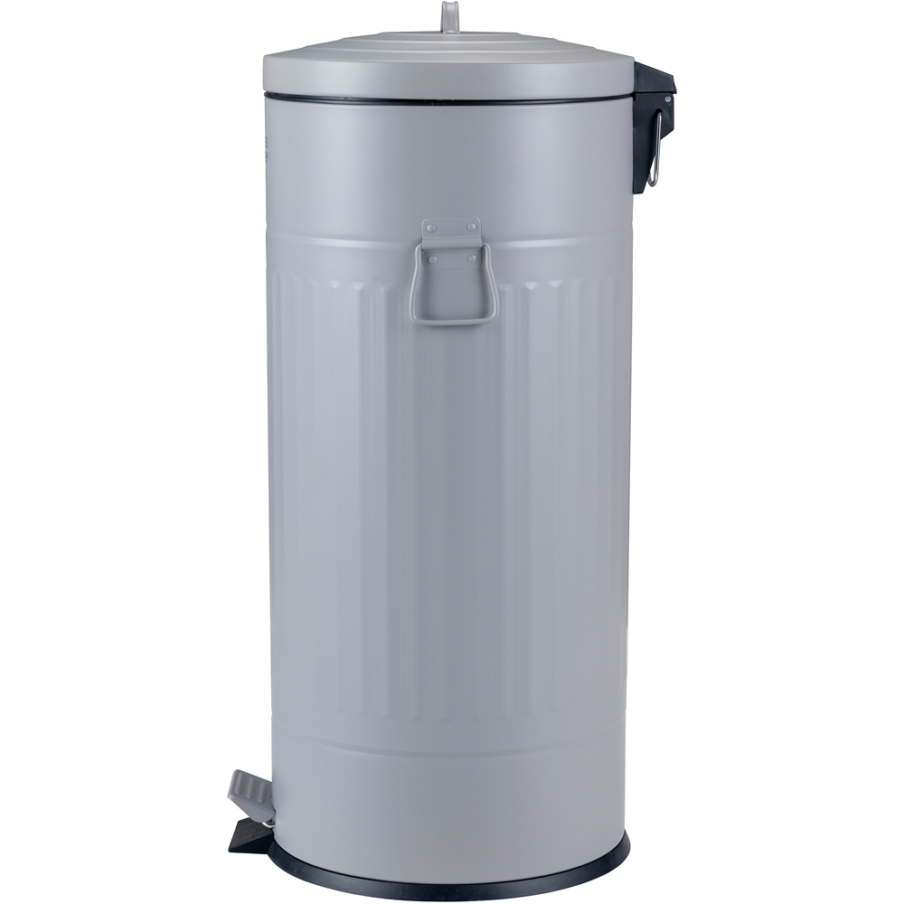 Charles Bentley Retro Round Steel Light Grey Kitchen Pedal Bin 30L Image 6
