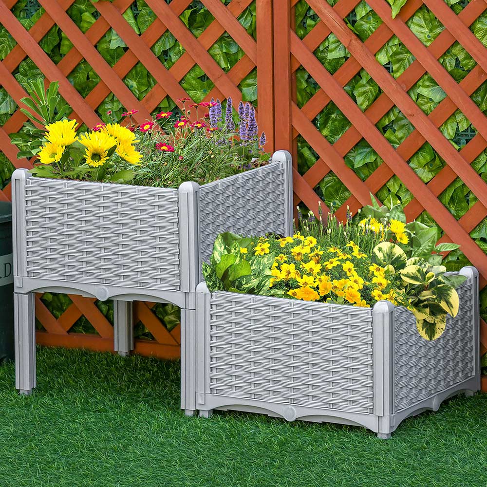 Outsunny Grey Raised Bed Planter Set of 2 Image 3