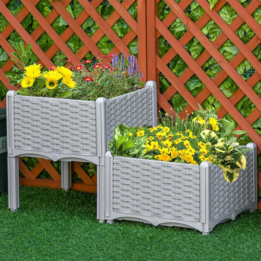 Outsunny Set of 2 Garden Bed Grey Image 3