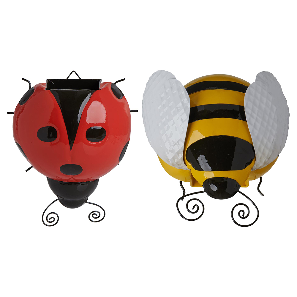 Single Wilko Garden Metal Wall Plant Bee and Ladybird in Assorted styles Image 1