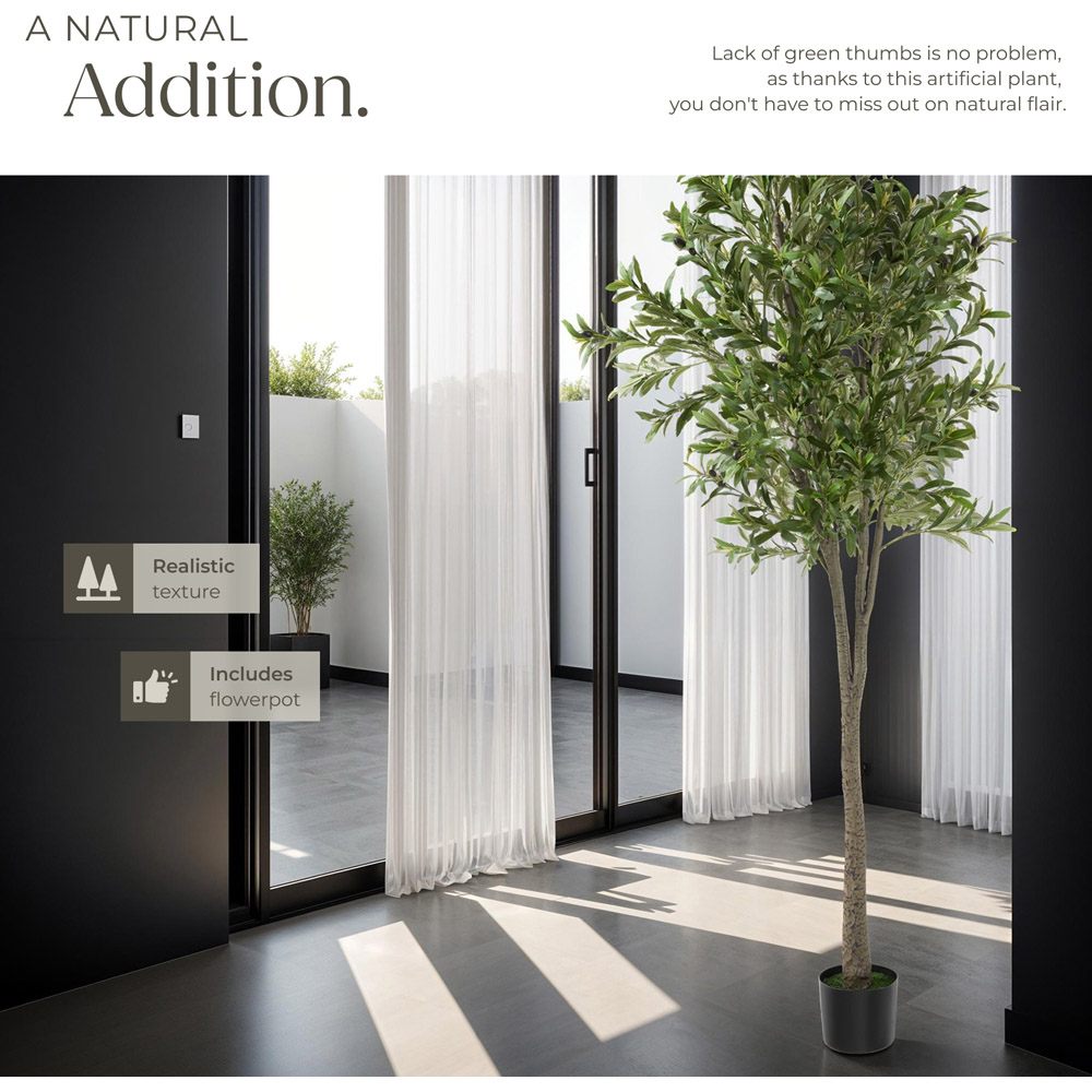 tectake Artificial Olive Tree in Pot 210cm Image 5