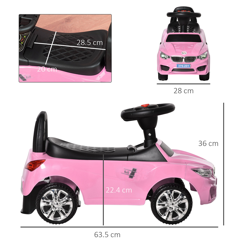 HOMCOM Kids Pink Foot-To-Floor Sliding Car with Interactive Features 18-36 months Image 5