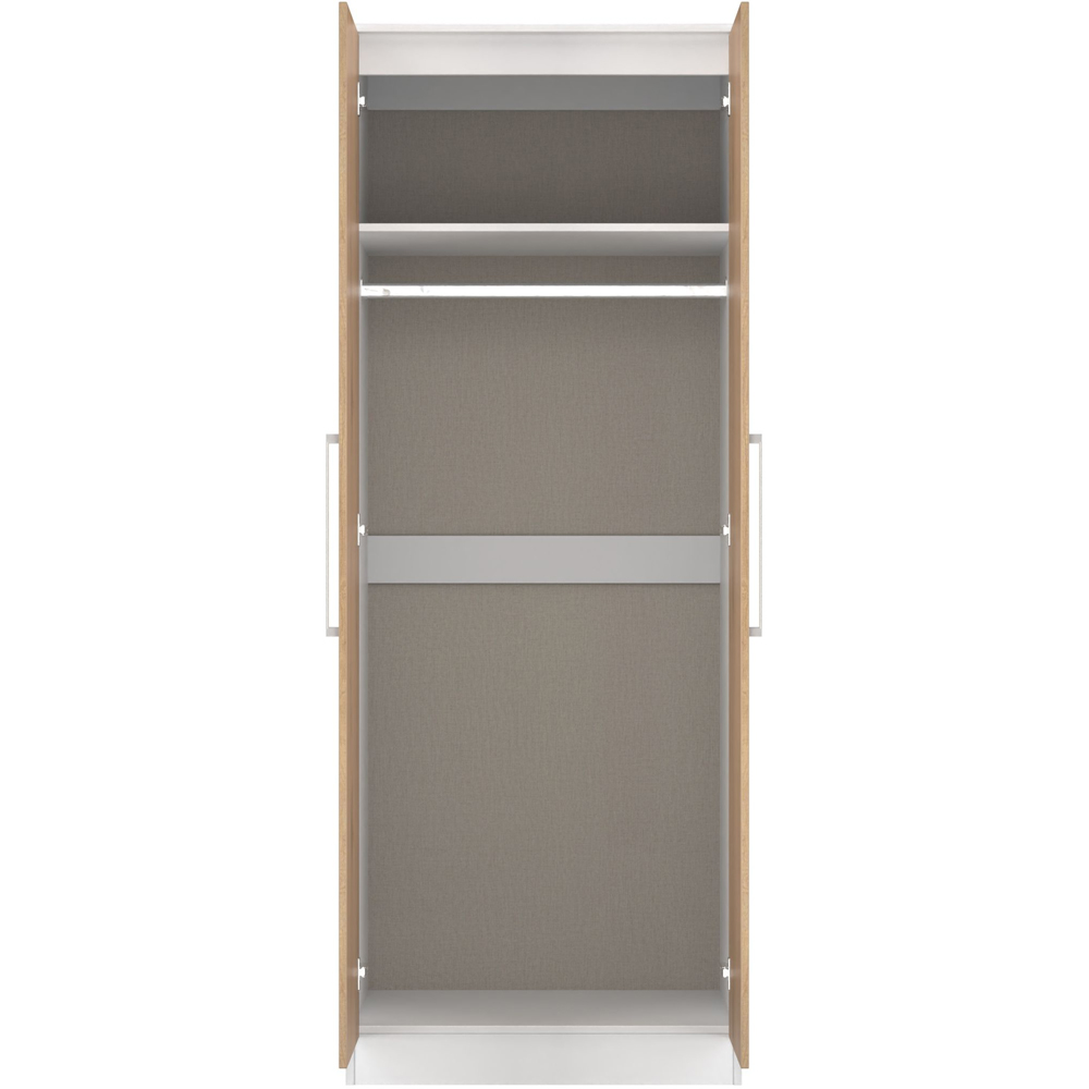Crowndale 2 Door Slatt Effect and White Tall Wardrobe Ready Assembled Image 5