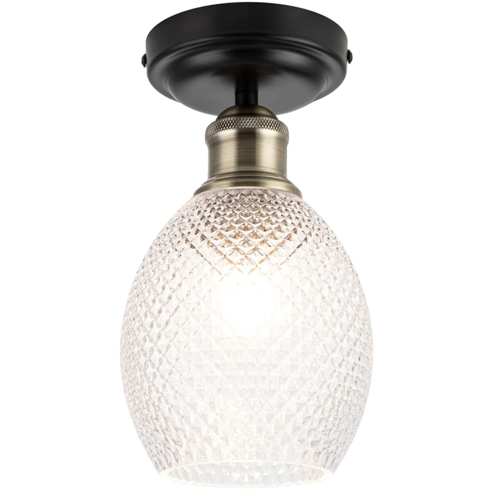 Cosylyte Auburn Matt Black Faceted Glass Flush Ceiling Light Image 3