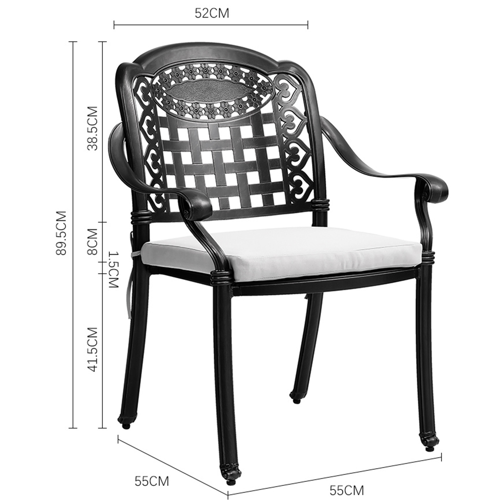 Living and Home Set of 2 Grey Aluminium Dining Chair with Cushions Image 8