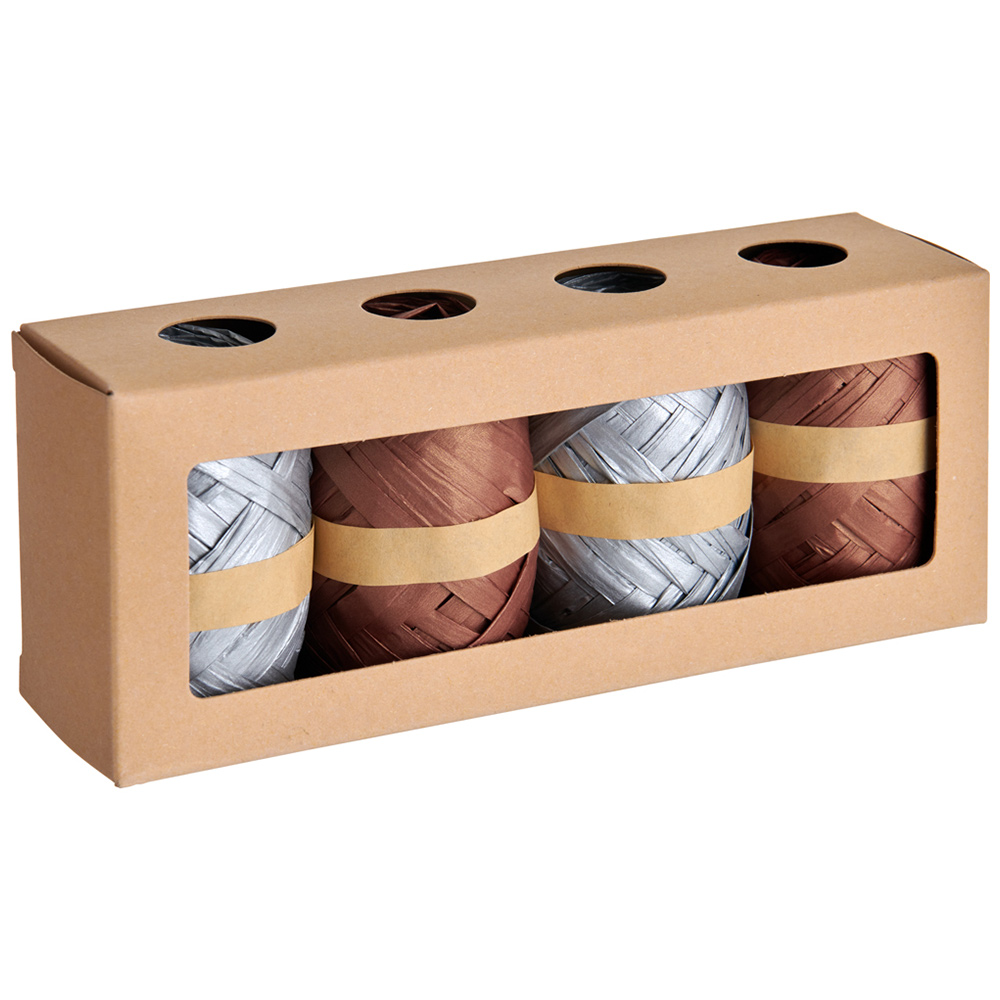 wilko Copper and Silver Raffia Ribbons 8m 4 Pack Image 1