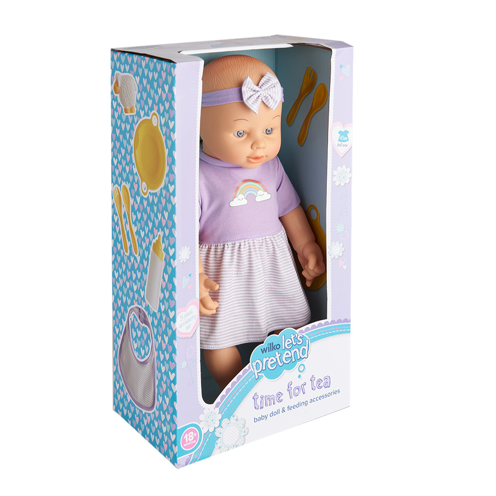 Wilko Time for Tea Baby Doll and Feeding Accessories Wilko