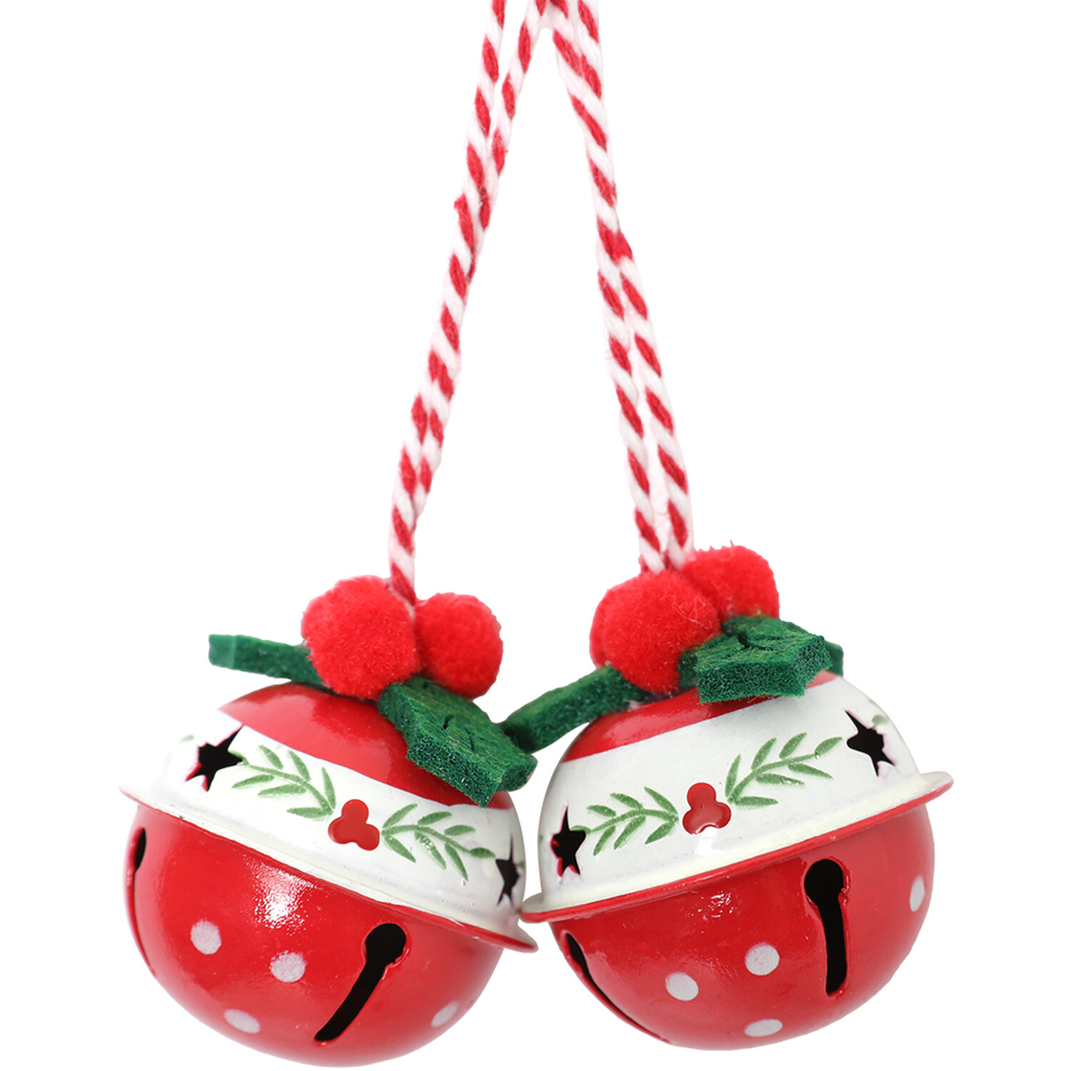 Set of 6 Holly Bells Red Image 1