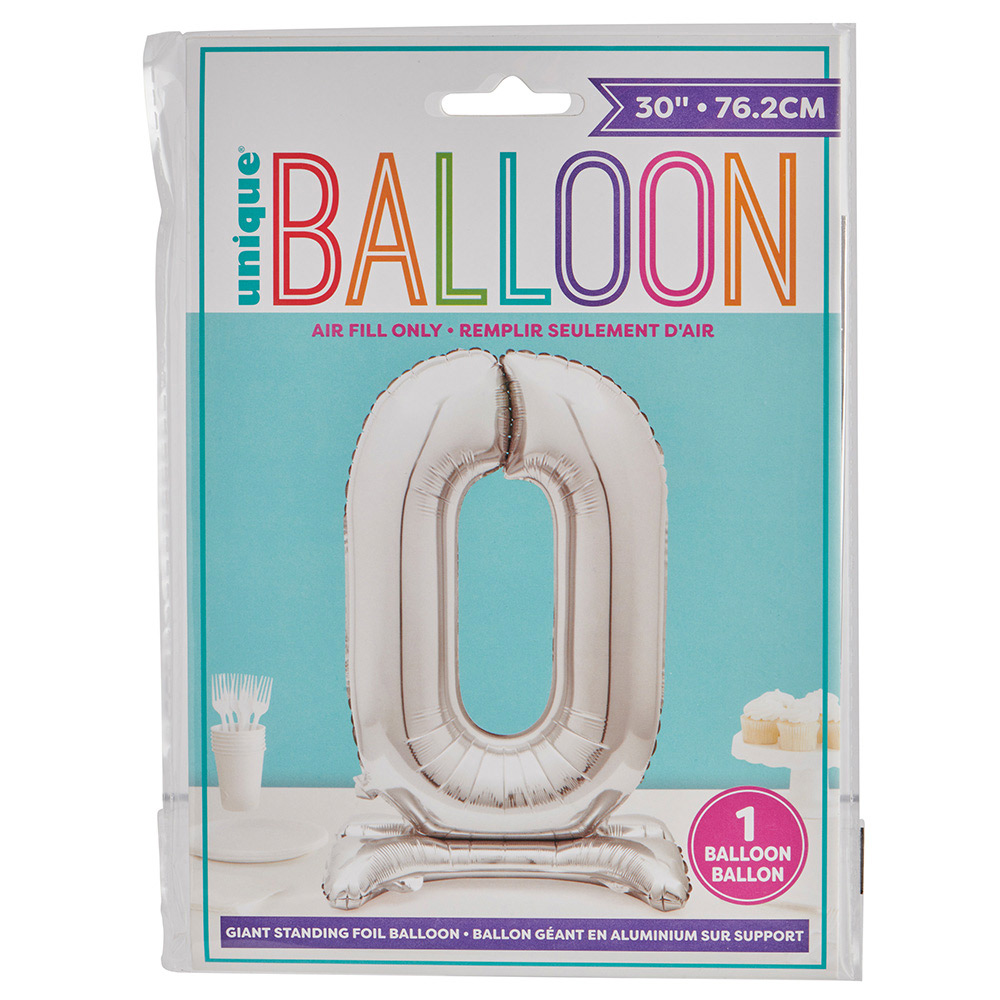 Wilko 30inch 0 Silver Foil Air Filled Balloon Image 2