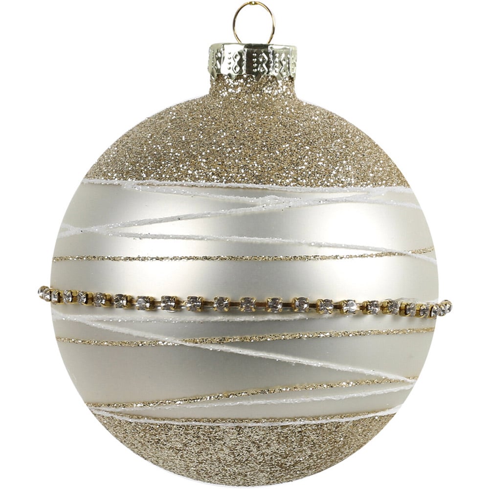 Gold Jewelled Glitter Bauble Image 1